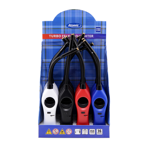 Featured image for “ATOMIC ACCENDIGAS 27 CM TUBO FLESSIBILE FIAMMA TURBO ANTIVENTO - 16PZ”
