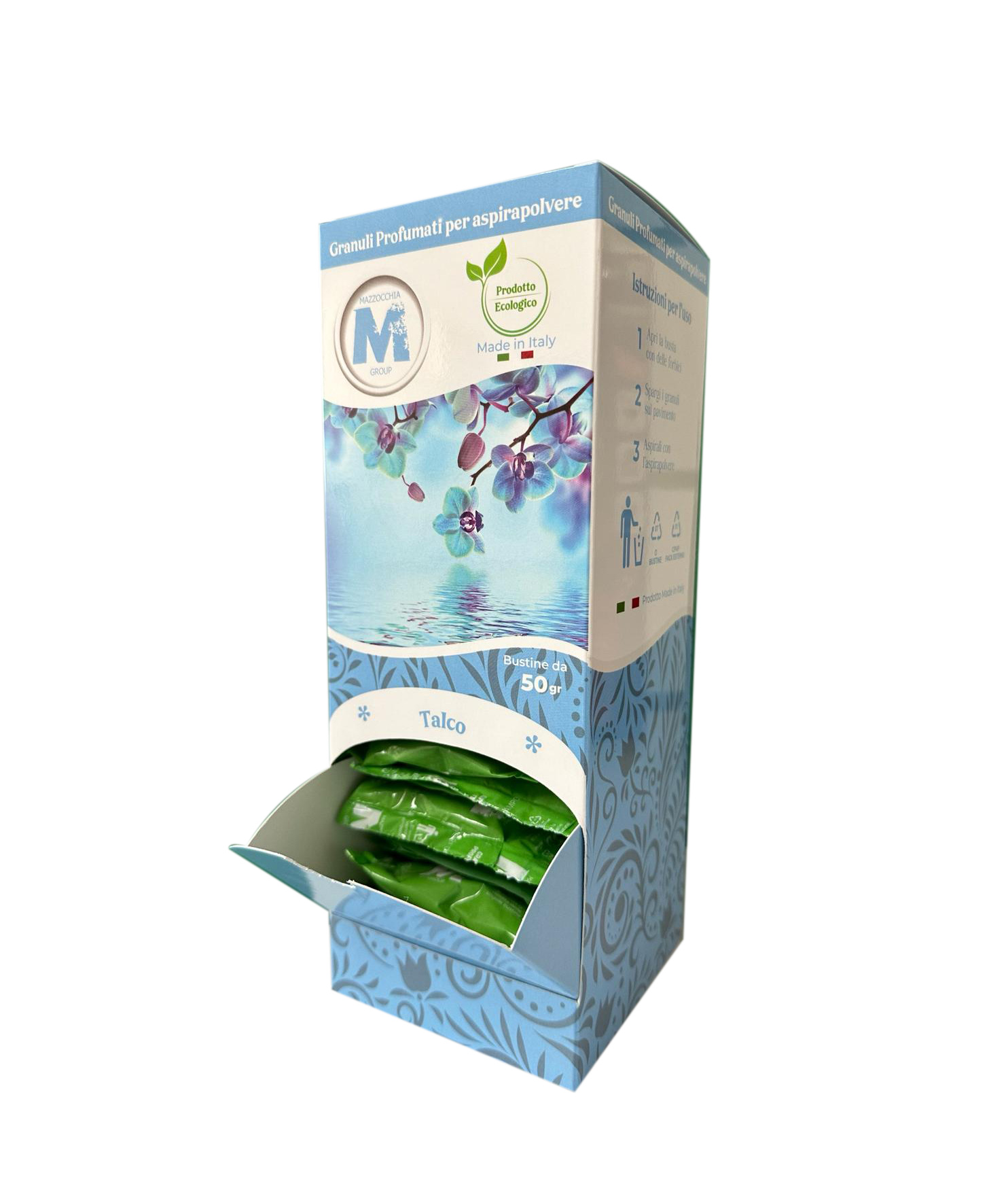 Featured image for “ESPOSITORE GRANULI PROFUMATI 25pz - TALCO 50gr”